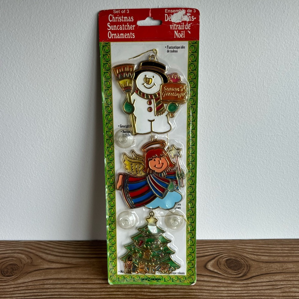 Set Of 3 Small Christmas Suncatcher Ornaments